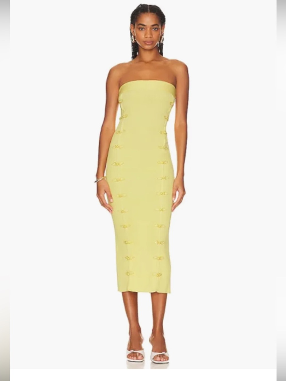 SAU LEE Jennifer Knit Dress in Lemon Yellow